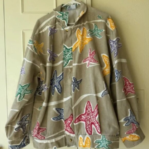 Vintage Michigan Rag Co Starfish Patterned Beach Jacket - Picture 1 of 5